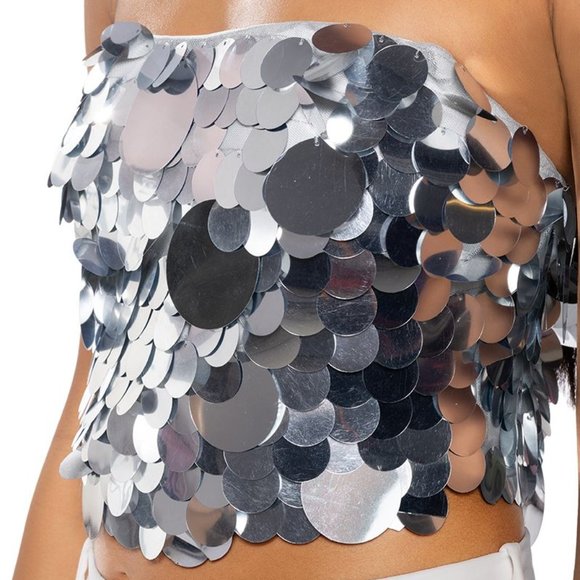 Callie Big Face Sequin Bandeau Bra Top XL - Picture 3 of 7